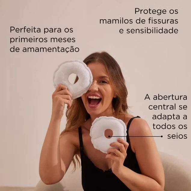 Rosquinha Absorvente Amamentação 100% Algodão Kit com 3