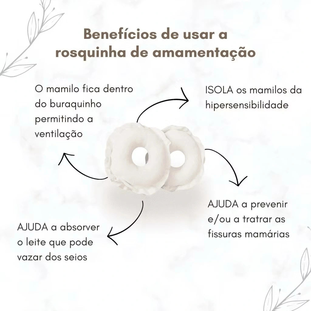 Rosquinha Absorvente Amamentação 100% Algodão Kit com 3