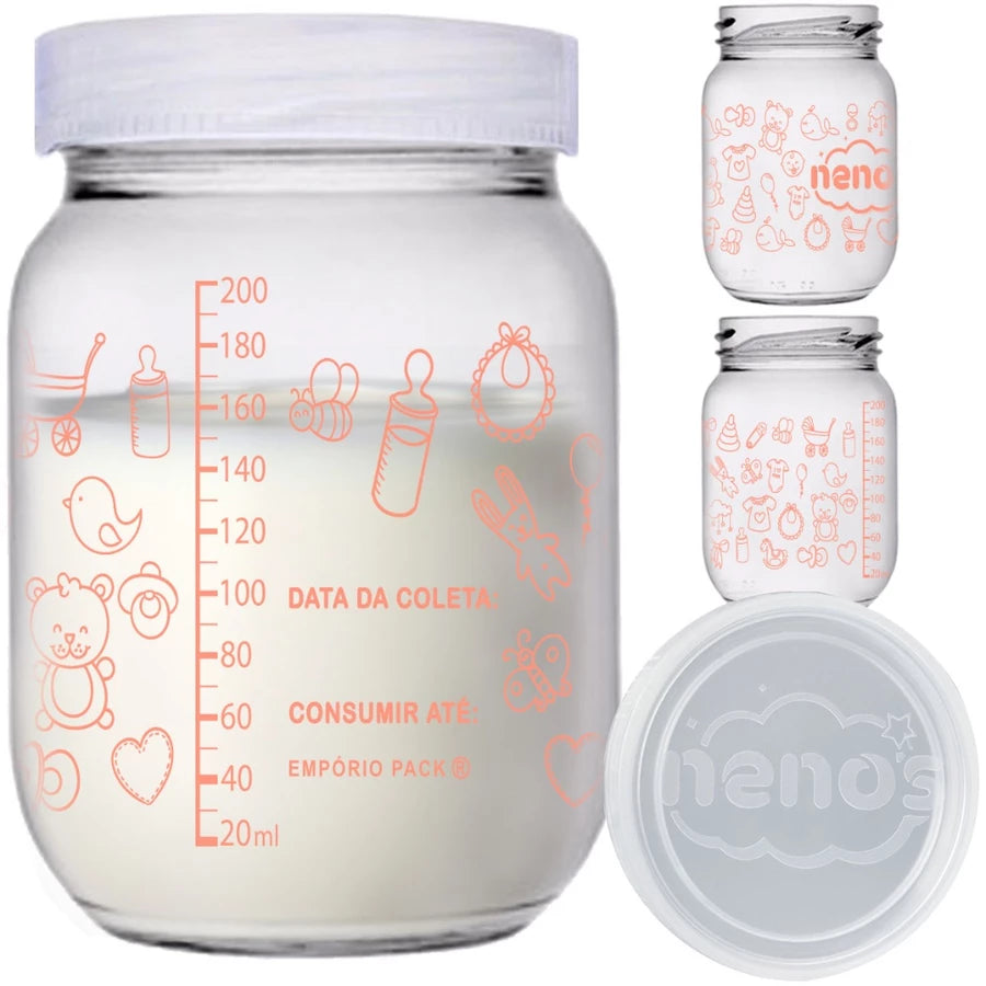 Pote de Armazenar Leite BeMom Nenos Kit com 3