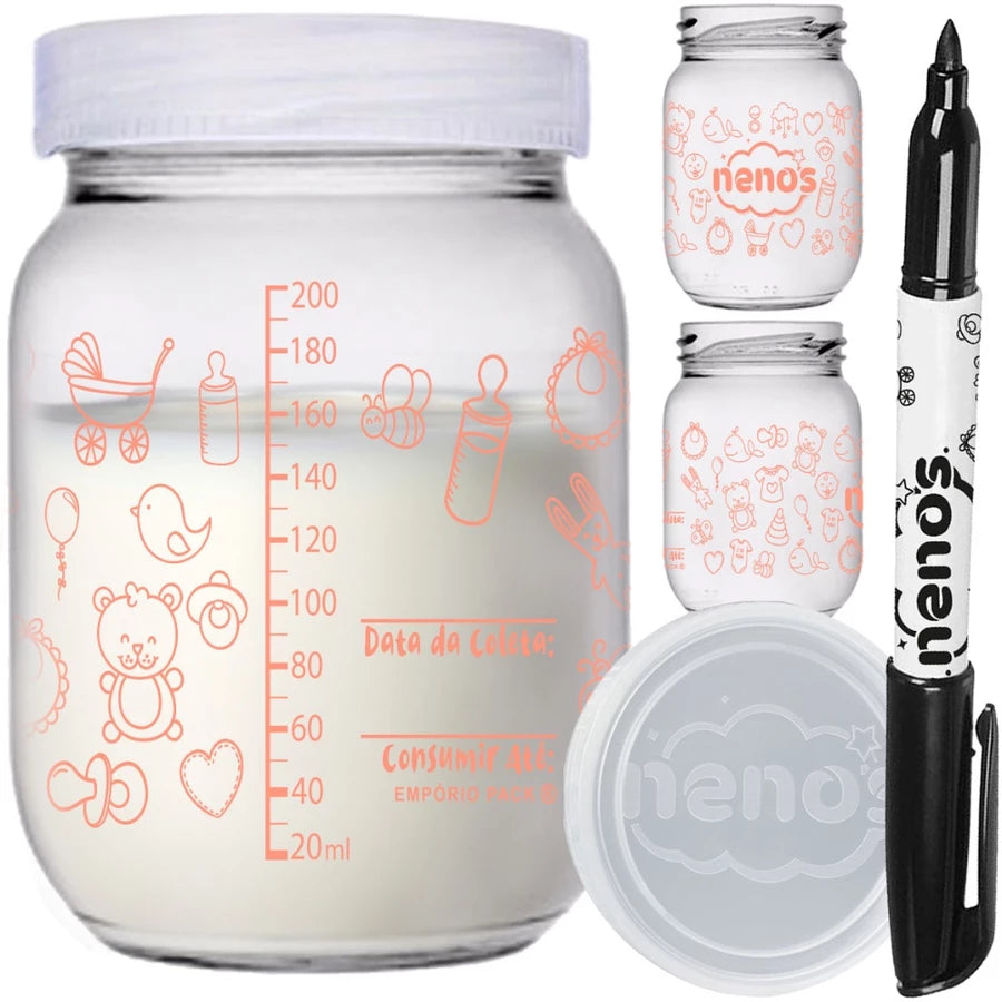 Pote de Armazenar Leite BeMom Nenos Kit com 3