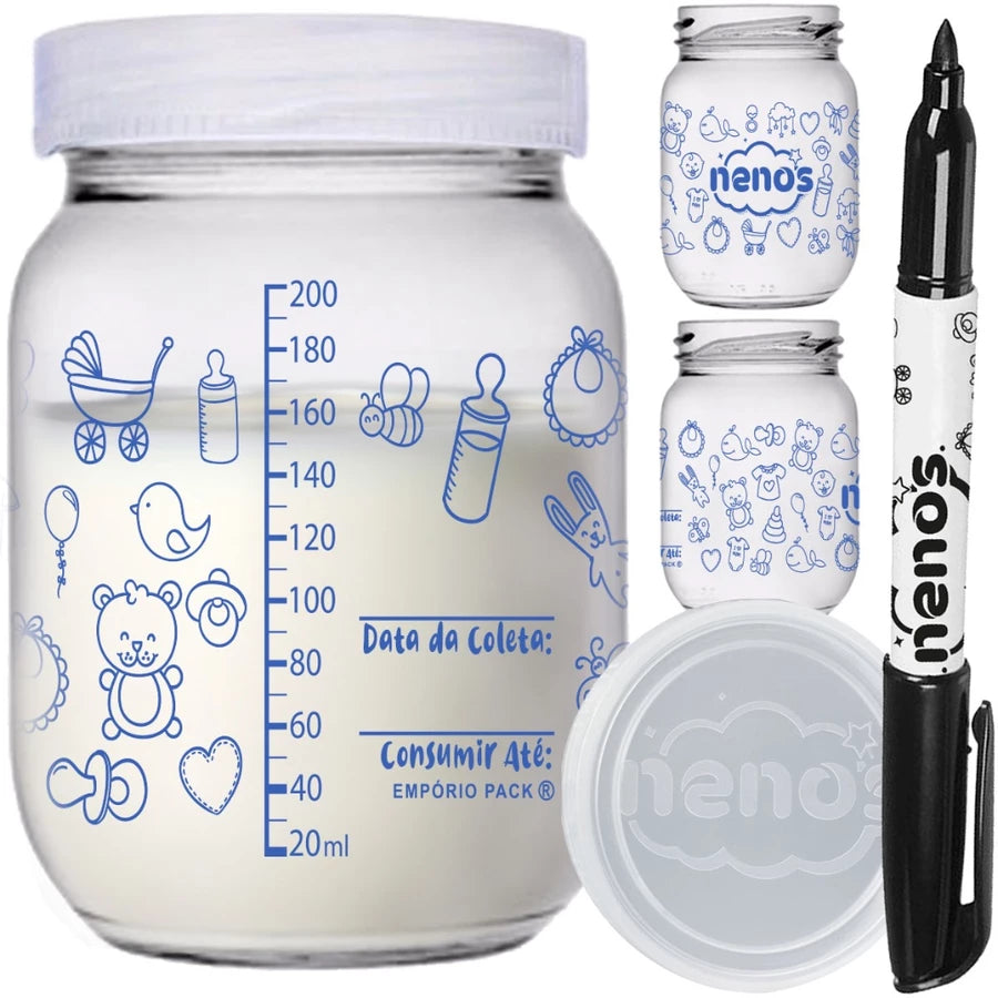 Pote de Armazenar Leite BeMom Nenos Kit com 3
