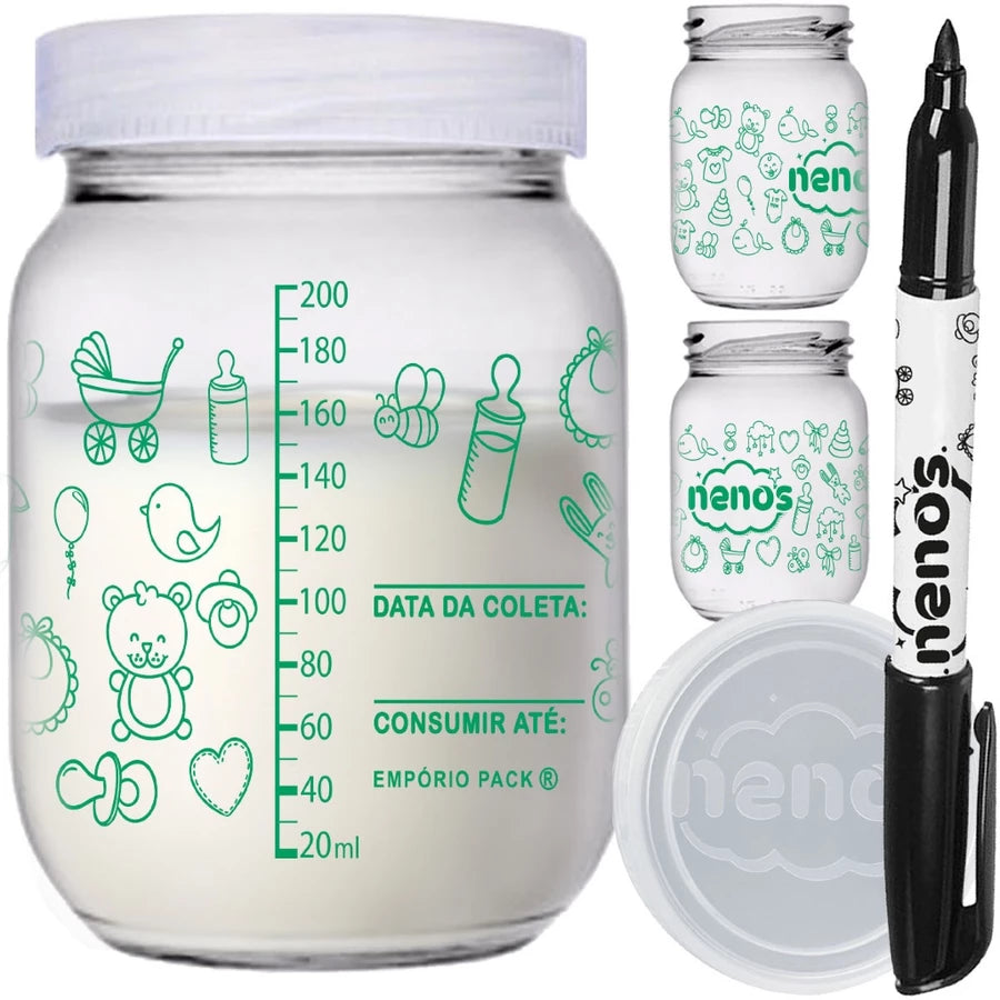 Pote de Armazenar Leite BeMom Nenos Kit com 3