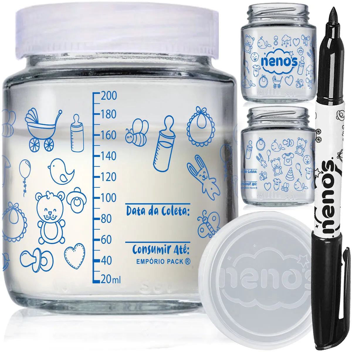 Pote de Armazenar Leite BeMom Nenos Kit com 3