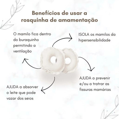 Rosquinha Absorvente Amamentação 100% Algodão Kit com 3